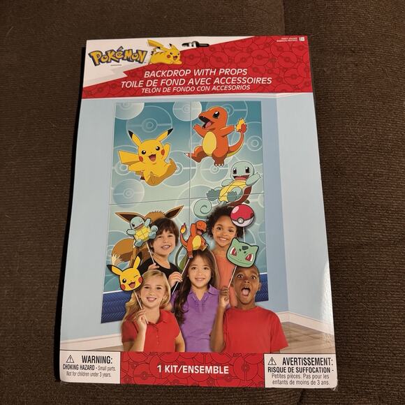 Pokemon Backdrop Scene Setter With 12 Props Party Fun Kit Pikachu Birthday 27x40 - Picture 1 of 5